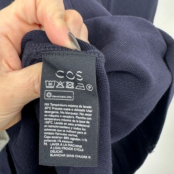 COS Women's Navy Stretch Heavy-Knit Flared Mermaid A-line Midi Skirt,Size XS,EUC - Picture 6 of 8